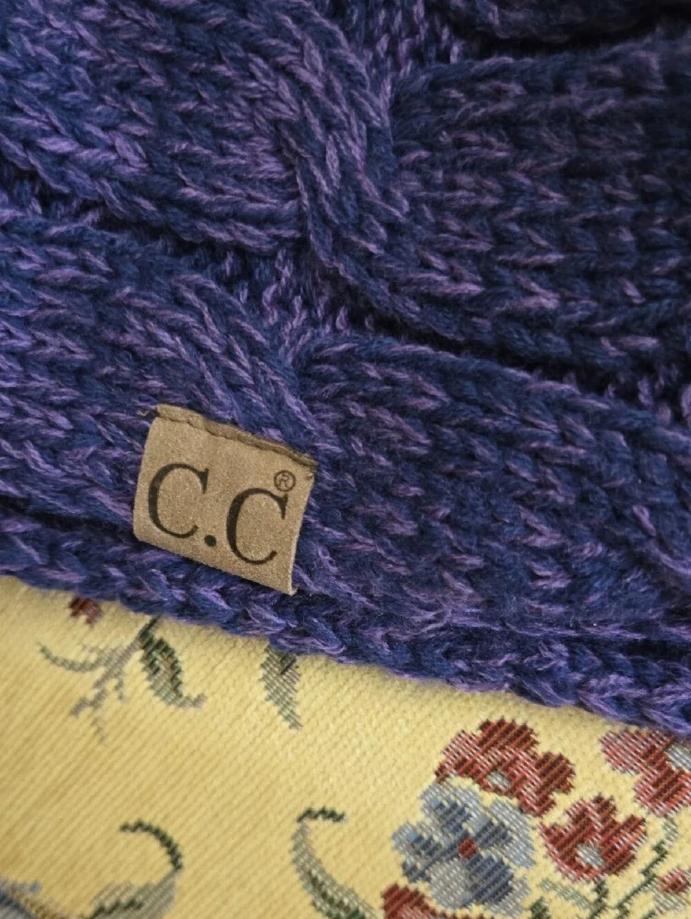 C.C Chunky Cable Knit ETERNITY Scarf in Deep Purple